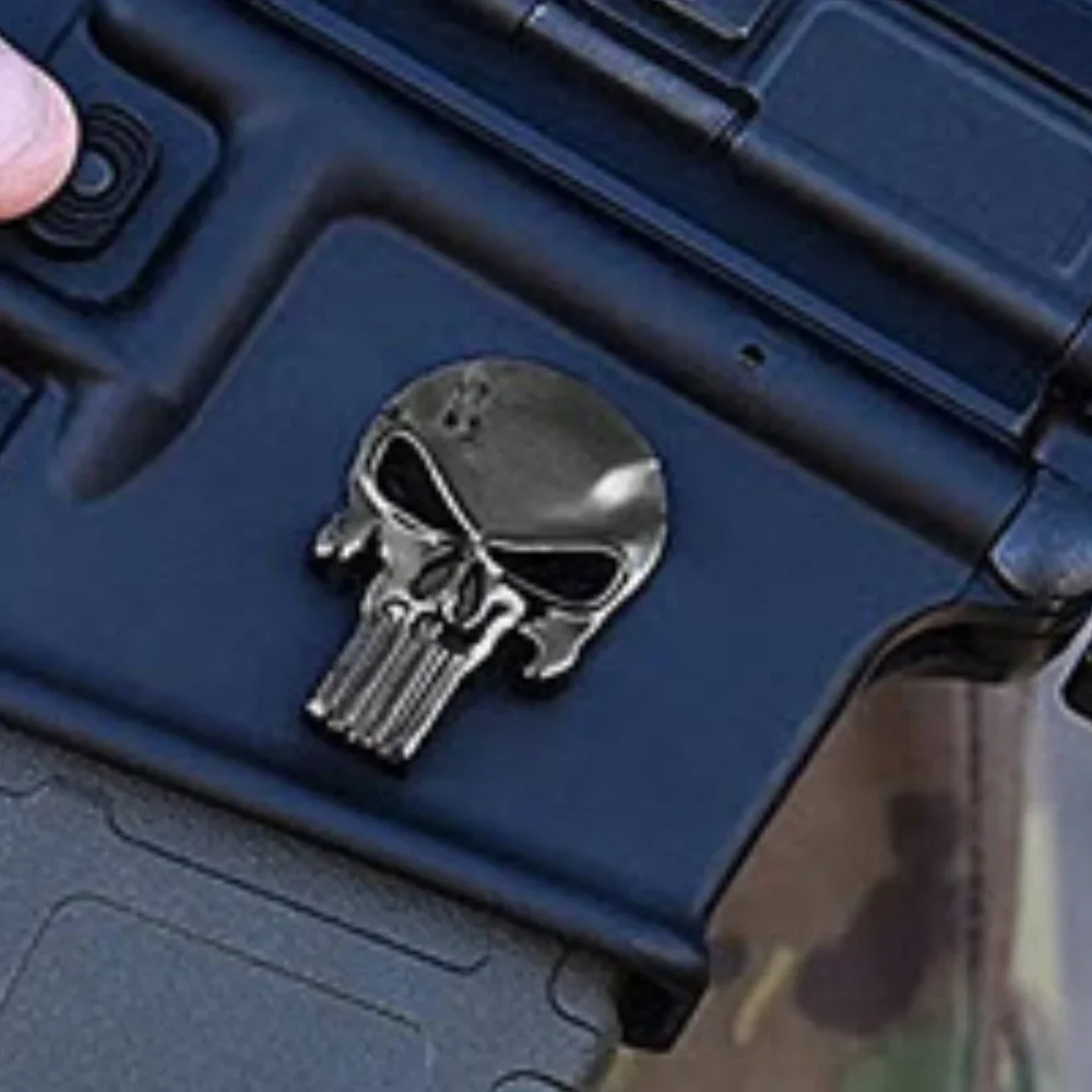 Dark Gunmetal The Punisher metal 3D sticker decal - Picture 4 of 4